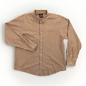 Dockers Men's Button Down Shirt Size L Striped Long Sleeves Stain Defender GUC